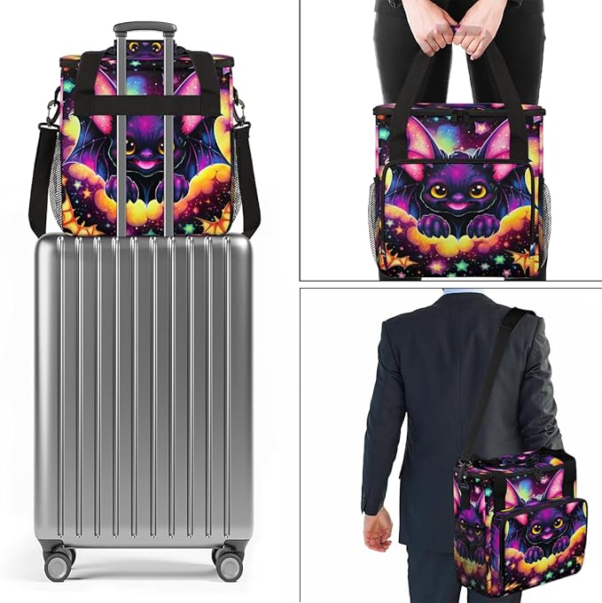Halloween Bat Coffee Maker Carrying Bag Cartoon Bat Travel Storage Bag Compatible with K-Mini or K-Mini Plus Single Serve Coffee Brewer Carrying Case with Multiple Pockets &amp Shoulder Strap