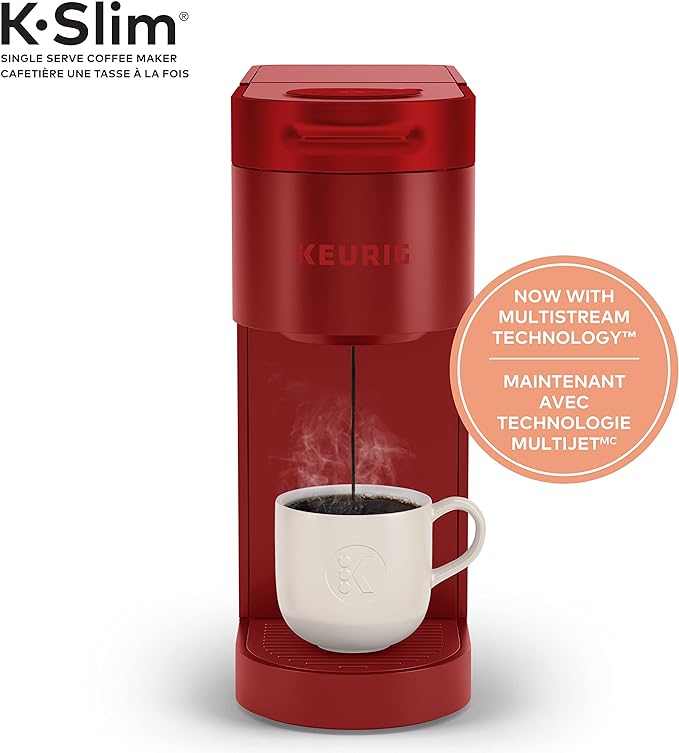 Keurig K-Slim Single Serve K-Cup Pod Coffee Maker Featuring Simple Push Button Controls And MultiStream Technology Scarlet Red