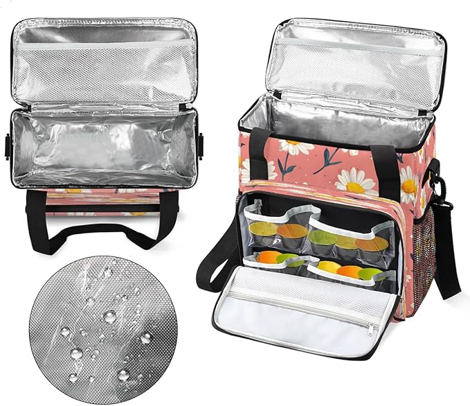 Daisy Printed Foral Coffee Maker Carrying Bag for Keurig K-Mini or K-Mini Plus Storage Portable Coffee Maker Travel Bag
