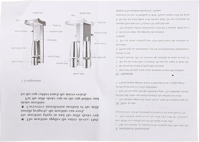 DYRABREST 180W Electric Milk Shake Maker Commercial Single Head Milkshake Mixer Blender Machine Stainless Steel Drink Milk Shake Maker Shaker with 2 Cups