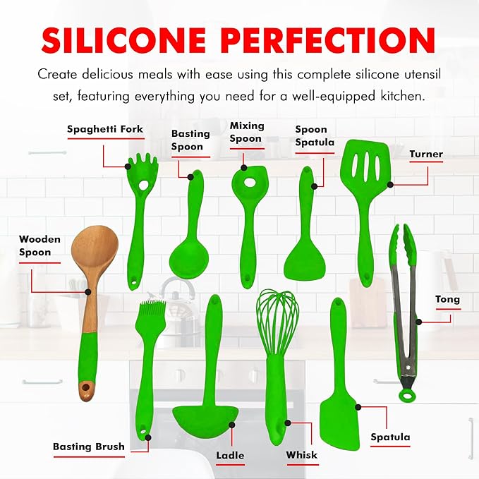 Chef Craft Premium Utensil Set Kitchen Green 11 Piece Set (42107)