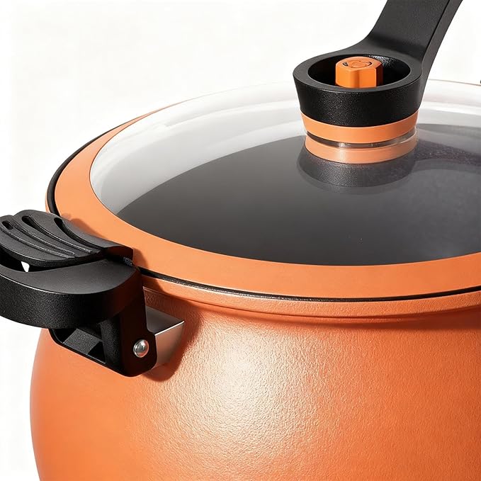 Non-Stick Pressure Pot Steam Vent 28X28X15.5CM Large Rice Cooker Transparent Lid Cookware Easy Clean For Cooking Canning Steam Rice Baking Bean Halloween Thanksgiving