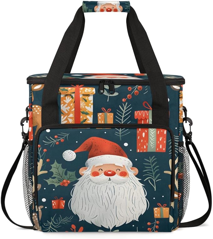 Glowing Santa Claus Coffee Maker Carrying Bag Portable Travel Storage Tote Bag Compatible with K-Mini or K-Mini Plus Single Serve Coffee Brewer Carrying Case with Multiple Pockets &amp Shoulder Str