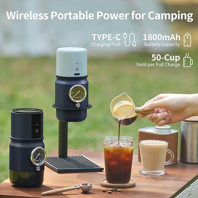 STARSEEKER Super58 Portable Espresso Machine 18-20g Adjustable Pressure USB-C Car Coffee Maker for Camping RV Hiking &amp Office w/Folding Bracket &amp Carry Bag (black)