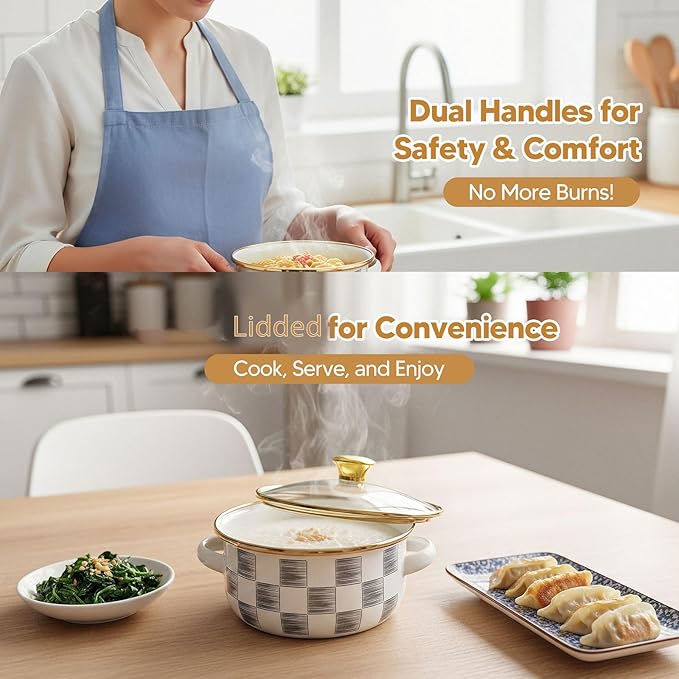 Pack of 3 Enameled Cookware Set for Multifunctional Kitchens Use Porcelain Materials Sturdy Design Ideal Family