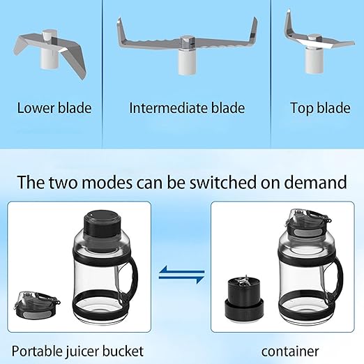 Powerful Portable Juicer Maker - 2000ml Capacity USB Rechargeable Blender Smoothies Juices - Ideal Home Office Outdoor Use(018)
