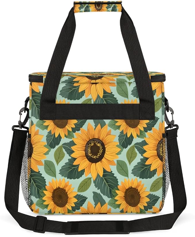 Sunflowers Green Leaves Coffee Maker Travel Bag for K-Mini or K-Mini Plus Single Serve Coffee Brewer Portable Storage Tote Case for Tarvel
