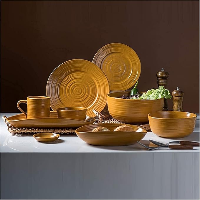 Dinnerware Sets - Luxury Gift Dishes Service Set 38 Pieces Japanese-Style Kiln Change Glaze Dinnerware Set | Porcelain Matte Cereal Bowl and Steak Plate for Special Restaurant