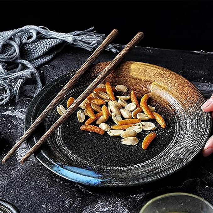 Kitchen Tableware SetCeramics Dinnerware Sets Dinner Plates and Bowls Sets 38 Pcs Vintage Frosted Dishes Set-Japanese Retro Steak Plates for Family Party