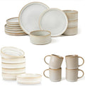 Famiware Dinnerware Set for 4 (12 Piece) and Coffee Mug Set for 4 (12 oz) - Cappuccino White