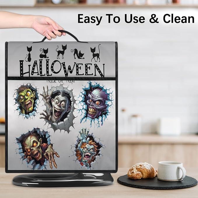 cfpolar Kitchen Aid Mixer Cover Compatible with 6-8 Quarts Halloween Funny Monsters Stand Mixer Cover Kitchen Aid Mixers Accessories Appliance Organizer Bag Dust Covers with Zipper Pocket