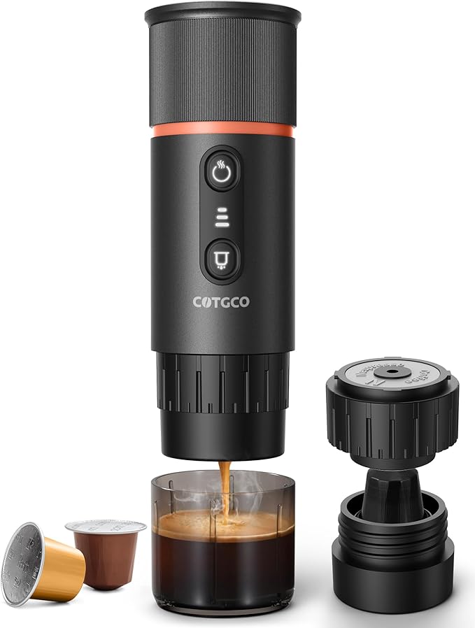 Portable Espresso Coffee Maker Travel Coffee Maker for Camping 20 Bar Self‑Heating Rechargeable with USB-C with NS Capsule for Car/Travel/Camping