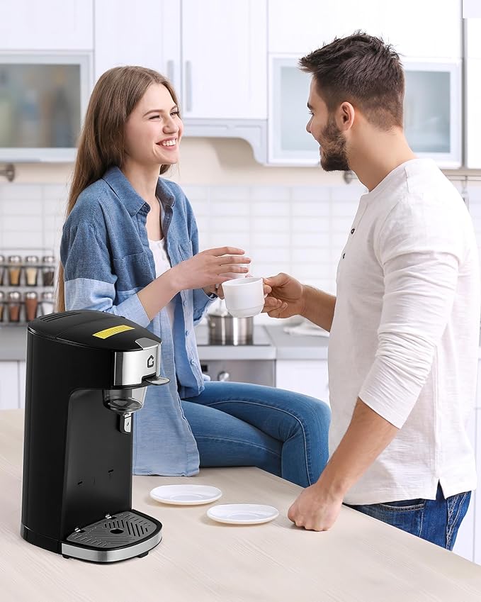 Pod Coffee Maker Fast Brewing with 550 ml Water Tank Adjustable Drip Tray One-Touch Operation Works with Ground Coffee &amp Tea Single Serve Coffee Maker for Home Office &amp Dorm