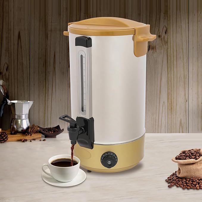Commercial Coffee Maker Stainless Steel Beverage Dispenser Quick Brewing Coffee Urn for Coffee &amp Hot Tea Cold Milk Water (Gold 28L)