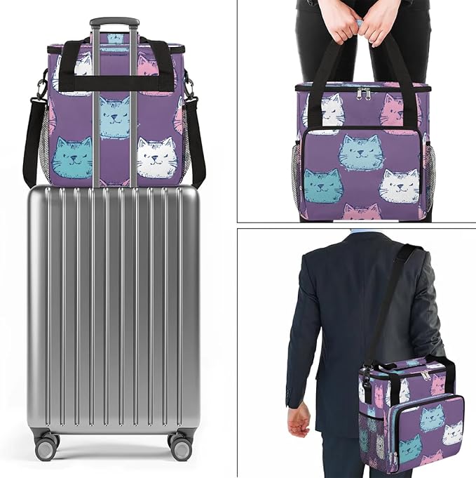 Cute Cats Face Coffee Maker Carrying Bag for Keurig K-Mini or K-Mini Plus Storage Portable Coffee Maker Travel Bag