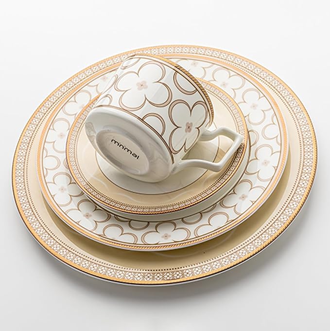 8-piece bone china dinnerware set porcelain dinnerware set dishes set for 2 dinnerware sets family gathering banquet wedding hotel Gift for maternal grandmother Gift for mom dishwasher safe
