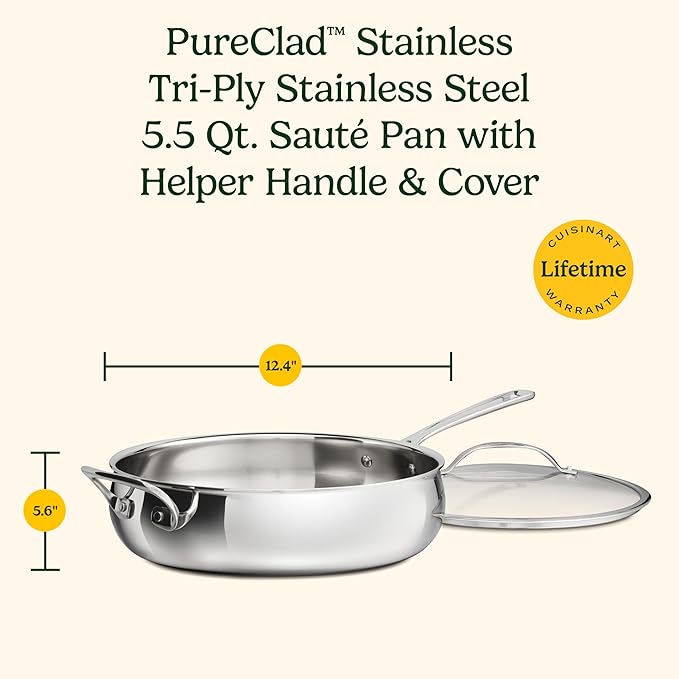 Cuisinart PureClad™ Triple Ply Stainless Steel 5.5 Qt. Saute Pan w/Cover