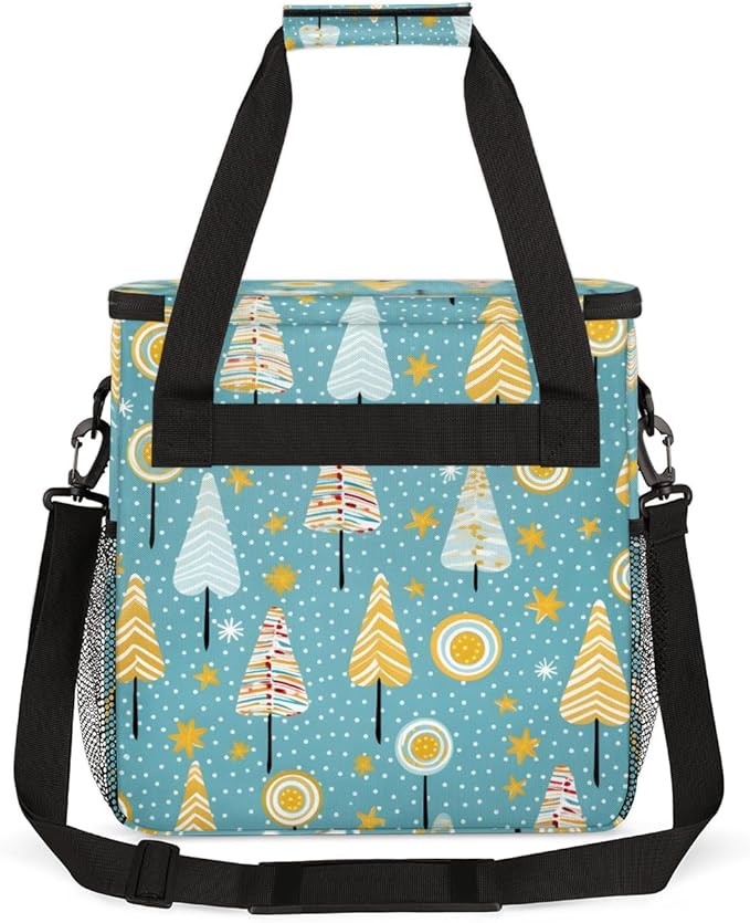 Xmas Tree Coffee Maker Carrying Bag Graffiti Tree Travel Storage Bag Compatible with K-Mini or K-Mini Plus Single Serve Coffee Brewer Carrying Case with Multiple Pockets &amp Shoulder Strap