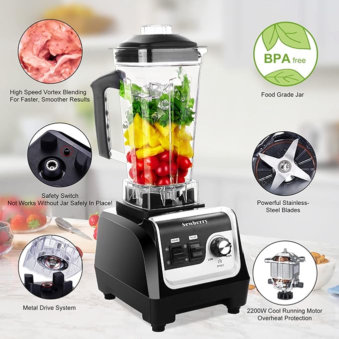 Professional Countertop Blender for home and commercial use 2200W High Speed Smoothie Blender for Shakes and Smoothies with 70OZ BPA-Free Tritan for Crushing Ice Frozen Dessert and Nuts etc.