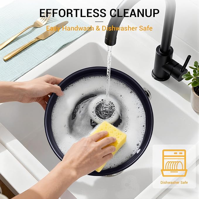 Ammeloo 21 Pcs Pots and Pans Set Non Stick with Detachable Handle &amp Grill Pan Induction Ceramic Cookware Set Non Toxic Kitchen Pots and Pans Set for RVsCamping Oven/Dishwasher Safe Black