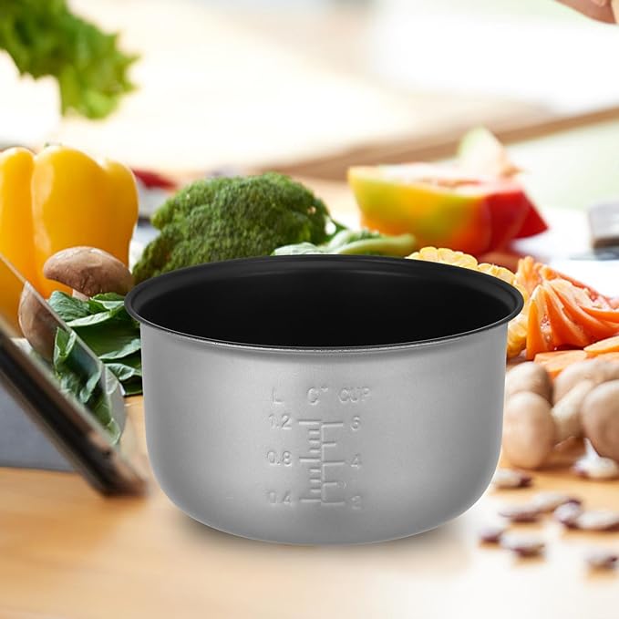 Cabilock 3L 21 x 21 cm/ 8.27 x 8.27 in Household Rice Cooker Inner Pot Aluminum Alloy Non- Stick Rice Cooker Pot Silver