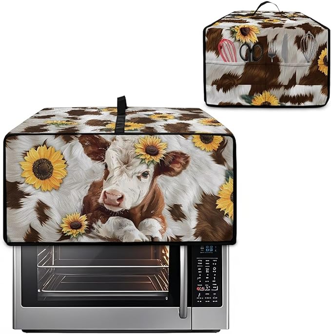 Doojoayie Cow Toaster Cover 6 Slice Bread Machine Cover Small Kitchen Appliance Protector Modern Kitchen Decoration Gift for People Who Loves to Cook
