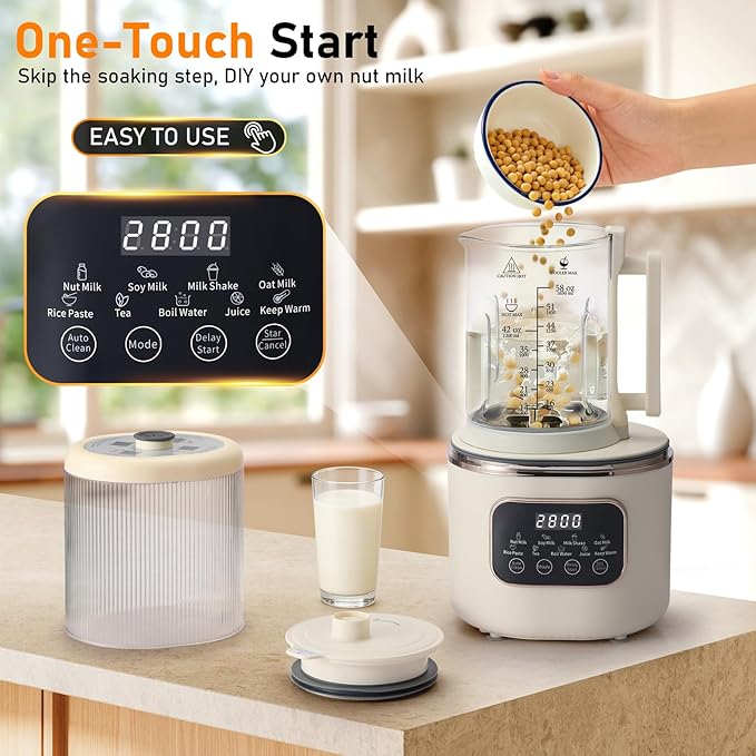 10 in 1 Nut Milk Maker Machine58oz Auto Soy Milk Maker with 20 BladesLED DisplayNut Milk Maker with 24H Delay Start&amp12H Keep WarmAlmond Milk MakerOatSoyPlant-Based MilkJuice for Homemade