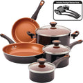 Farberware 10365 Glide Dishwasher Safe Nonstick Cookware Set / Pots and Pans Set - 11 Piece Black