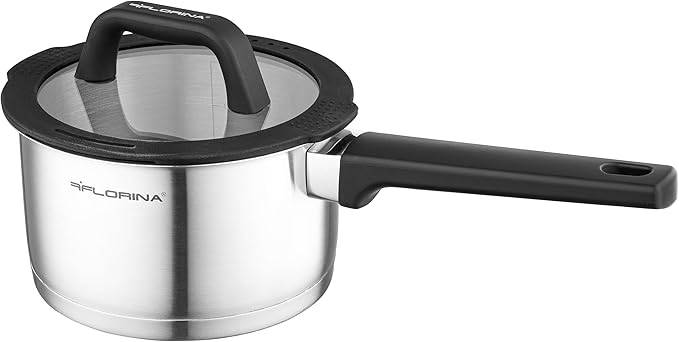 FLORINA Aluminium Pot (4.1 L) 24 cm I Cooking Pot with Glass Lid I Soft-Touch Handle and 3-Layer Coating I Non-Stick Coating I Ideal for Induction Hobs Gas Hobs and Electric Hobs
