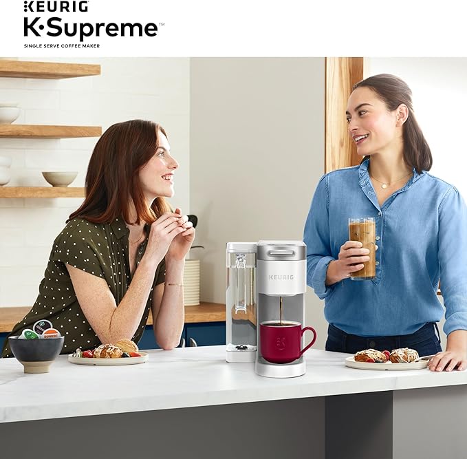 Keurig K-Supreme Single Serve K-Cup Pod Coffee Maker MultiStream Technology 4 Brew Sizes 66oz Dual-Position Removable Reservoir White