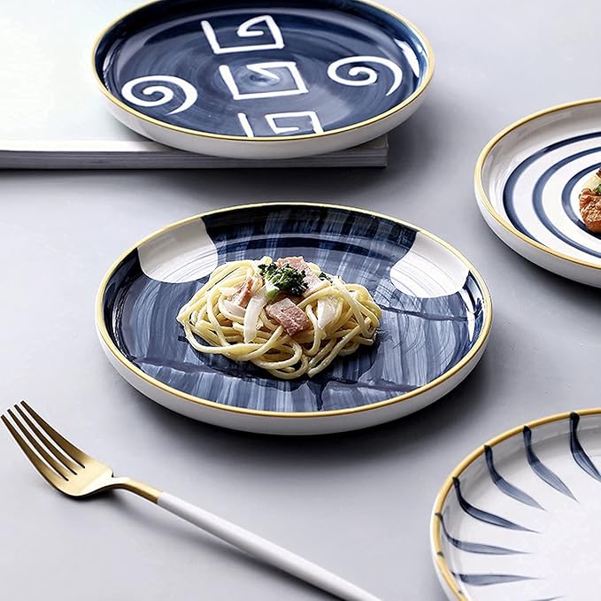 Dinnerware Set Japanese Style 4 Colors Includes 4-Piece Dinner Plates 4-Piece Salad Plates and 4-Piece Bowls24Pieces for 8A