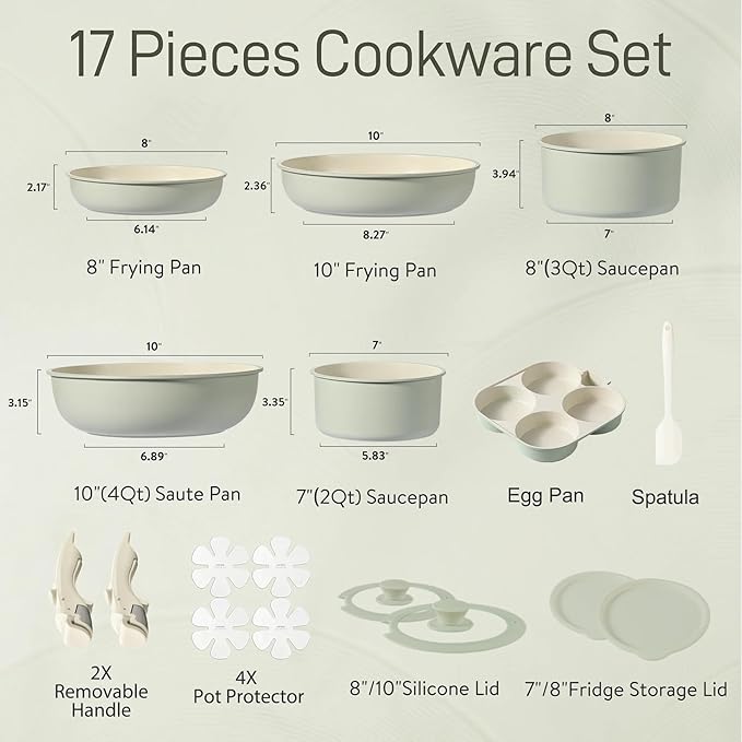 Cookware Set Ceramic Cookware Set Removable Handle 2026 New 11 Piece Nonstick Detachable Handle Cookwares Non Stick Cookwares Sets for Kitchen (Pink11pcs)