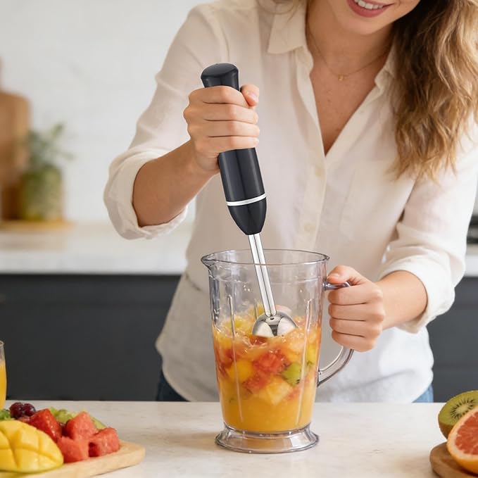 Immersion Blender with Electric Design 38x6.5cm Soup Puree Mixer Multi-Purpose Food Blender Ergonomic Grip for Soups Sauces Milkshakes and Dressings