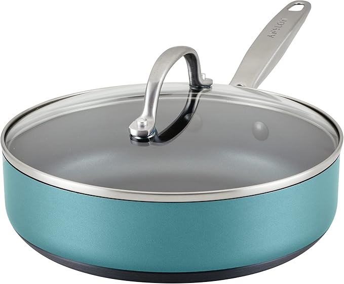 Anolon Achieve Hard Anodized Nonstick Sauté Pan with Lid 3 Quart - Teal
