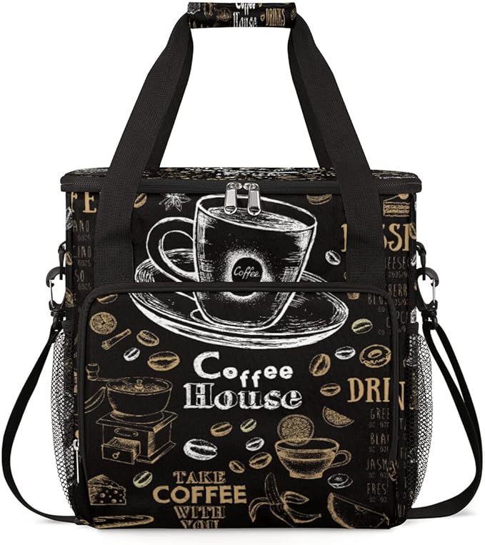 cfpolar Coffee Maker Storage Bag Waterproof Travel Carrying Storage Tote Bag Organizer Case Compatible with K-Mini or K-Mini Plus And Suitable for Other Accessories With Pockets for K-Cup Pods