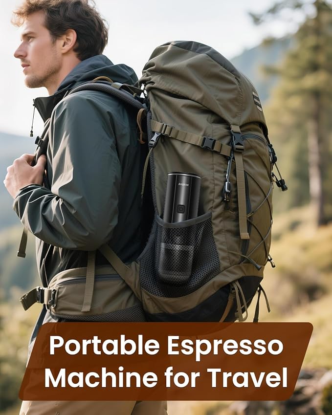 Portable Espresso Maker 20 Bar Electric Espresso Machine for Travel Camping Rechargeable USB-C Mini Coffee Maker for NS Capsule Pods and Ground Coffee Matte Black