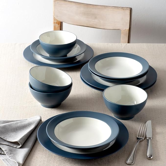 Noritake Colorwave Blue 12-Piece Rim Dinnerware Set Service for 4