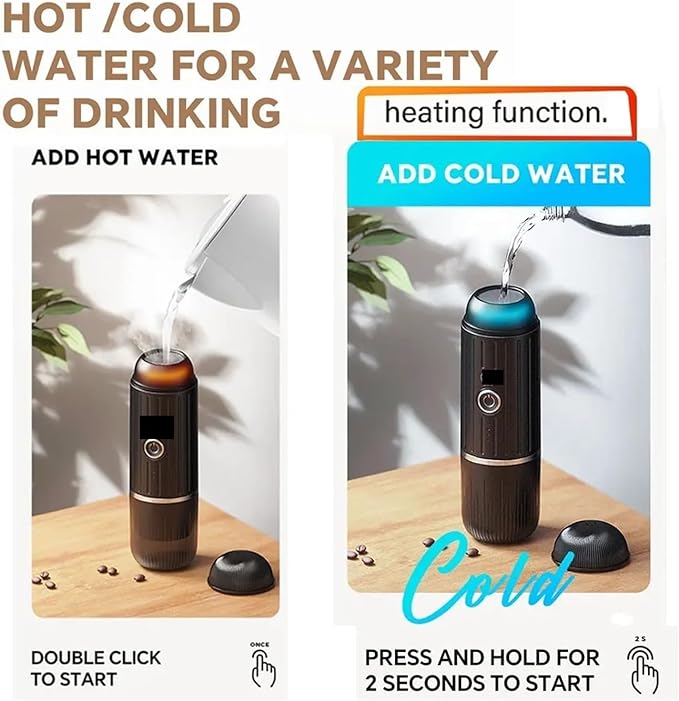 Heating Portable Coffee Machine Fit Capsule And Ground Travel Espresso Maker For Camping Office (Rosso)