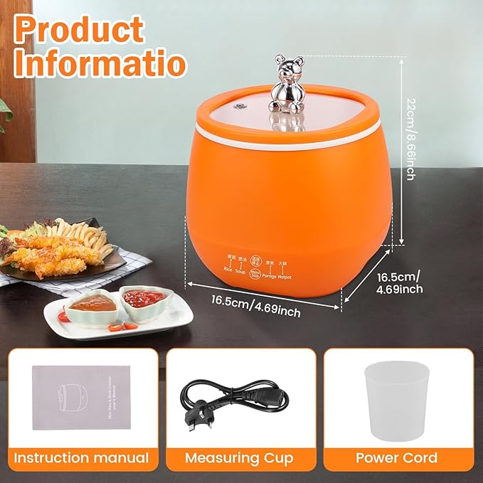 THEGA 1.8L Electric Rice Cooker 18 Minutes Fast Cooking Rice Cooker For 1-6 People With Keep Warm Function Automatic Cooking Non-Stick Inner Pot Measuring Cup For Home Cooking(Orange)