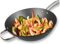 Cuisiland 12.5 Honeycomb Cast Iron Wok with Dual Handles – Non-Stick Stir-Fry Pan Stainless Steel Long Handles Oven Safe Classic Cast Iron Heat Retention