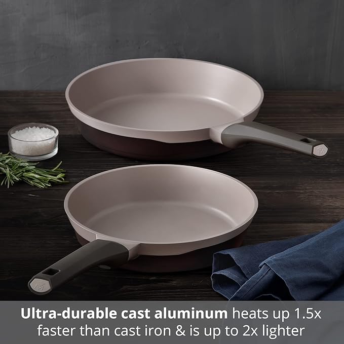 MasterPRO - Gastro Titanium Collection - 2 Piece Fry Pan Set - 9.5” Frying Pan 11” Frying Pan - Durable Cast Aluminum Cookware Set - Non Stick Cooking Pot and Pan Set