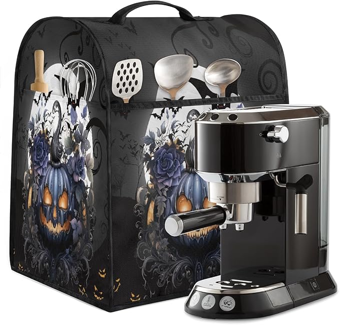 cfpolar Kitchen Aid Mixer Cover Compatible with 6-8 Quarts Halloween Pumpkin Flowers Bats Stand Mixer Cover Kitchen Aid Mixers Accessories Appliance Organizer Bag Dust Covers with Zipper Pocket