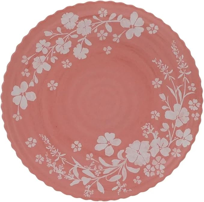 12-Piece Bamboo Melamine Dinnerware Set Service for 4 Includes Dinner Plates Salad Plates and Cereal Bowls Dishwasher Safe (Pink)