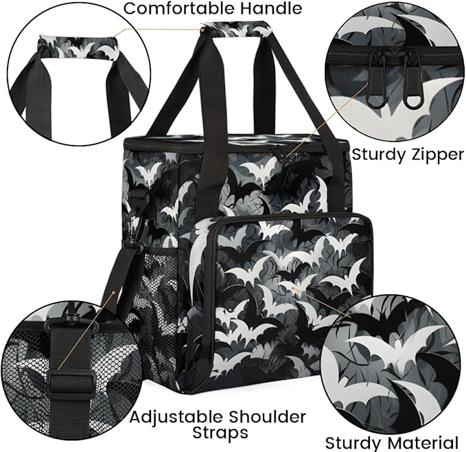 Magical Bat Coffee Maker Carrying Bag Graffiti Bat Travel Storage Bag Compatible with K-Mini or K-Mini Plus Single Serve Coffee Brewer Carrying Case with Multiple Pockets &amp Shoulder Strap