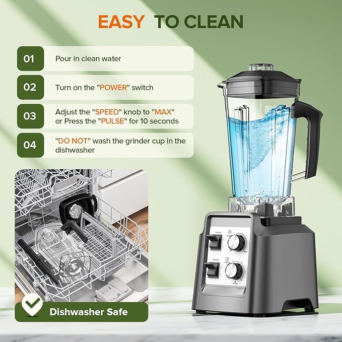Blender for Smoothies Blender with 68Oz. Pitcher &amp 20Oz. Grinder 28000 RPM Blenders for Kitchen Ice Crushing Frozen Fruits Blending