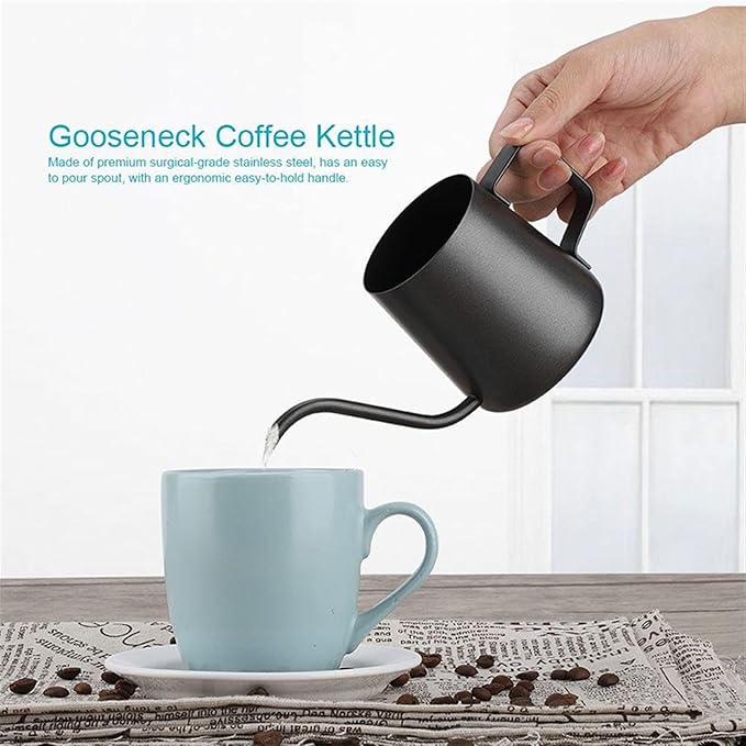 Coffeemaker Pots 350ml Stainless Steel Gooseneck Pour Over Drip Coffee Maker Tea Coffee Cup Pot(Burgundy)