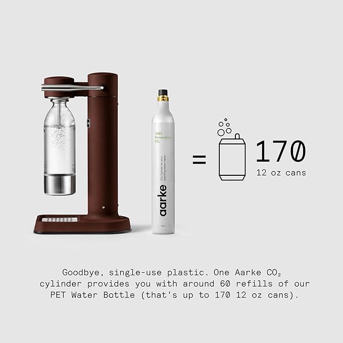 Aarke Carbonator lll Sparkling &amp Carbonation Water Machine Stainless Steel with PET BPA-Free Reusable Bottle Volume 1L/34 fl oz (Burgundy)