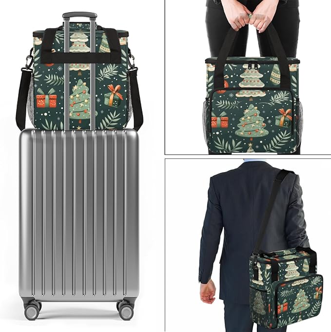 Cartoon Tree Coffee Maker Carrying Bag Christmas Tree Travel Storage Bag Compatible with K-Mini or K-Mini Plus Single Serve Coffee Brewer Carrying Case with Multiple Pockets &amp Shoulder Strap