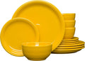 Fiesta® 12-Piece Bistro Coupe Dinnerware Set (Service for 4) – Durable Ceramic Lead-Free Dishwasher/Microwave/Oven Safe – Made in USA Dinnerware - Daffodil