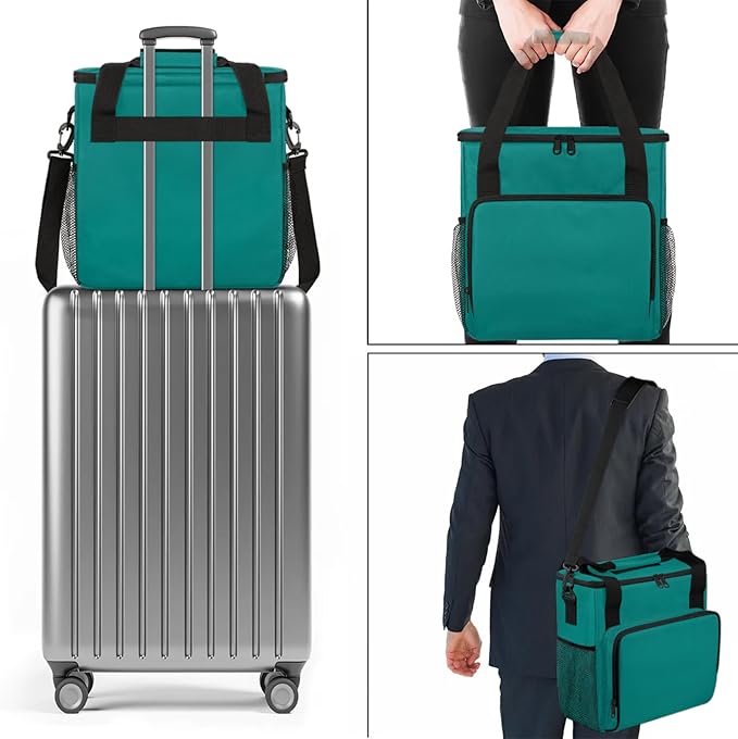 Teal Coffee Maker Carrying Bag Waterproof Insulated Leakproof Cooler Bag Portable Storage Tote Bag Organizer With Shoulder Strap
